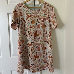 Entro Boutique Blue, Pink, and Orange Patterned Mini Dress